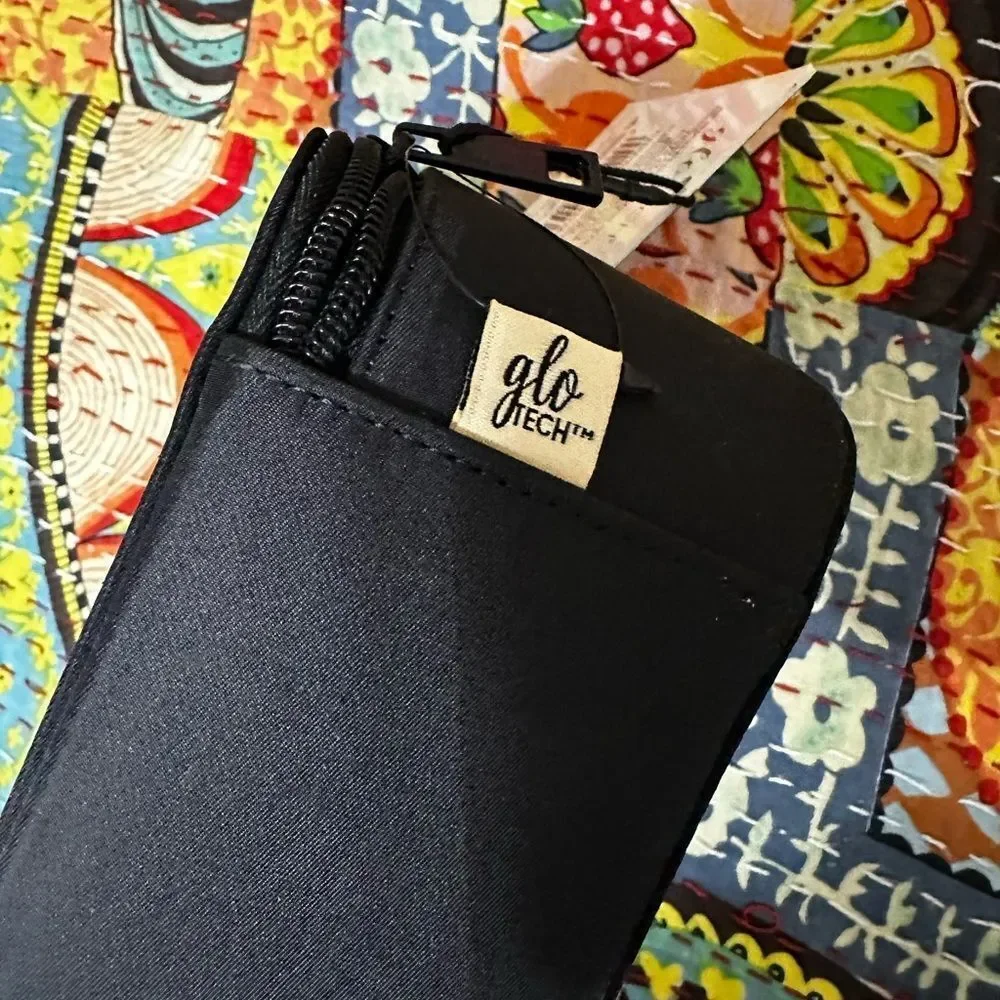 Glo Tech 3-Piece Cosmetic Bag Duo & Compact Mirror – Brand New